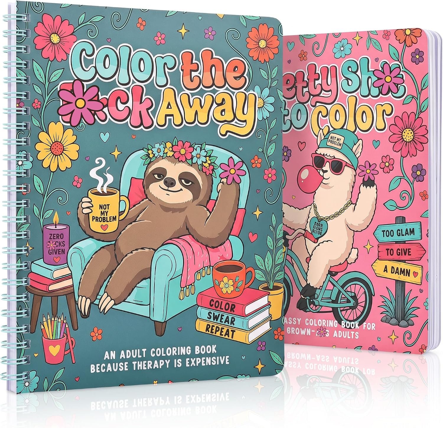 Beautiful Coloring Book Set of 2 for Adult Relaxation – Funny Designs